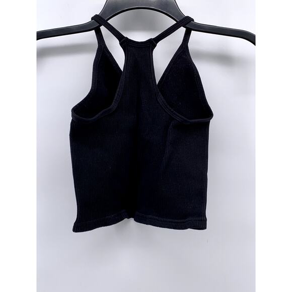 REFORMER Women's Black Ribbed V-Neck Racerback Cropped Tank Top SZ XS/S - Picture 4 of 9